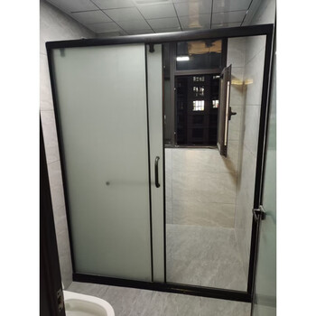 Yichen custom-made shower room dry and wet separation bathroom space aluminum partition straight sliding door bathroom tempered glass frosted glass + 10 yuan / square