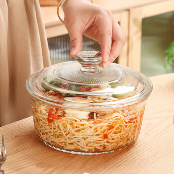 Genasi transparent glass bowl microwaveable soup bowl noodle bowl fruit salad bowl high temperature resistant large capacity 1500ml