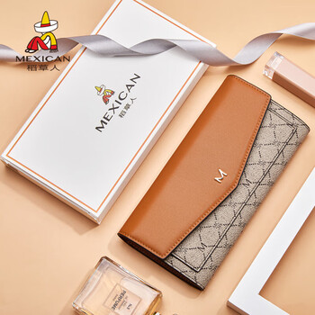 Scarecrow wallet women's long korean version retro can be large-capacity mobile phone wallet all-in-one women's 200602 khaki color