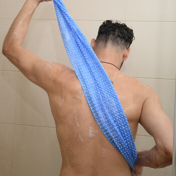 Qingyou japan imported bath towel men's back strip strong back rub bath brush long bath flower bath artifact qys-20l blue men's grinder/men (coarse)