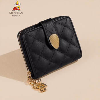 Scarecrow wallet women's short genuine leather coin purse card bag new first layer cowhide zipper large capacity wallet 16 card slots black 16 card slots