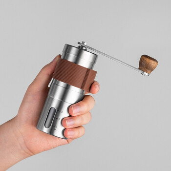 Ninelon hand grinder coffee bean grinder mini portable hand grinder coffee machine 304 stainless steel shell ceramic grinding core manual grinder brown