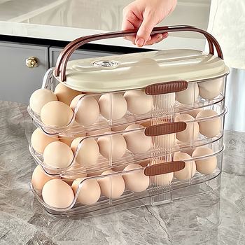 Man丂 egg storage box rolling slide type refrigerator for storing eggs special egg crisper multi-layer automatic egg rolling device double row three layers