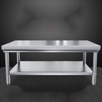 Jieshi stainless steel workbench thickened kitchen operation table stove shelf chopping board vegetable cutting table commercial restaurant load table height 70 cm thick version length 150 width 50 (cm) double layer