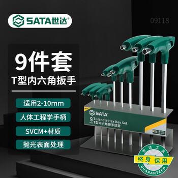 Sata 9-piece t-shaped hexagonal wrench set 2-10mm 09118