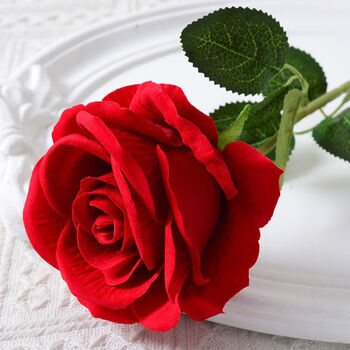 Flower symbols simulated rose wedding bionic flower decoration birthday gift bouquet flower arrangement living room flannel fake flower home decoration extra large rose bright red - flower 10cm 1