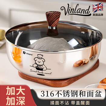 Vinland british 316 stainless steel basin thickened vegetable basin and basin for washing vegetables and salad soup basin food grade household 30cm 316l steel and basin + with lid 1 piece