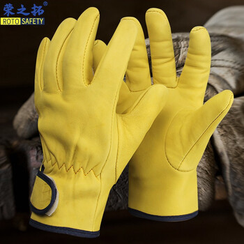 Rongzhituo full sheepskin electric welding labor protection gloves, argon arc welding sheepskin gloves, anti-scalding, soft, heat-insulating, wear-resistant and high-temperature-resistant, special labor protection protective gloves for welders, yellow sheepskin gloves with velcro (recommended for argon arc welding), one pair
