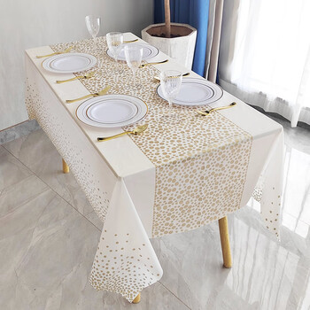 Monkey dafu thickened disposable plastic tablecloth rectangular birthday tablecloth waterproof and oil-proof conference tablecloth pvc tablecloth new golden polka dot 137*274 1 piece