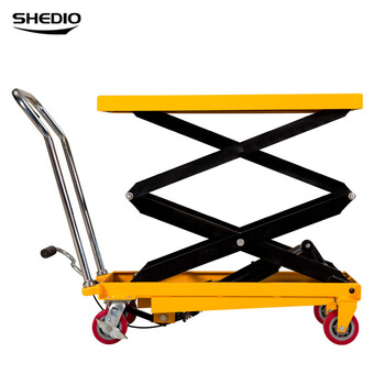 Shengdiao manual hydraulic lifting platform truck simple removable trolley small handling loading and unloading truck lift fac500kg 1.3m