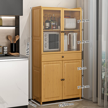 Solid wood sideboard simple cupboard home kitchen old-fashioned vegetable cabinet cupboard wall-mounted large-capacity tea storage cabinet full bamboo original color thickened 5 layers 59-draw diamond mesh