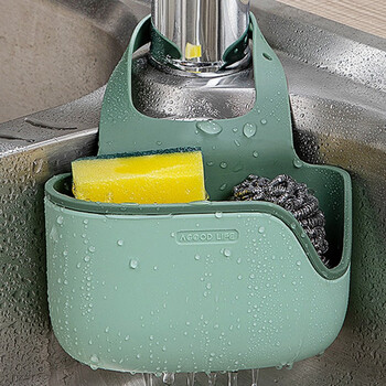 Ji meng kitchen sink drain hanging bag pool sponge steel ball faucet hanging basket bowl sink vegetable basin drain bag green