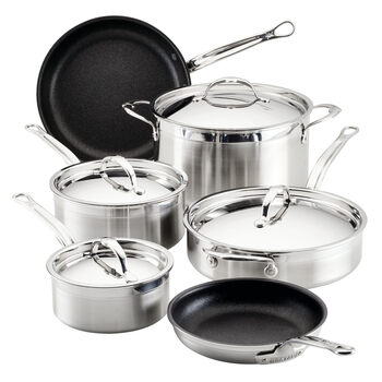Hestan stainless steel diamond particle non-stick pan 10-piece professional cookware set suitable for induction stoves