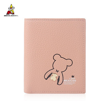 Scarecrow women's wallet korean version cowhide wallet cartoon mini clutch student cute japanese and korean version folding wallet 6324340-3 pink