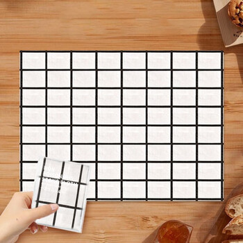 Fuyan takeaway disposable placemats, commercial office small tablecloths, waterproof, oil-proof and biodegradable rectangular tablecloths, individually packaged, simple and versatile - black and white plaid, 40x60cm, 50 sheets, suitable for one person