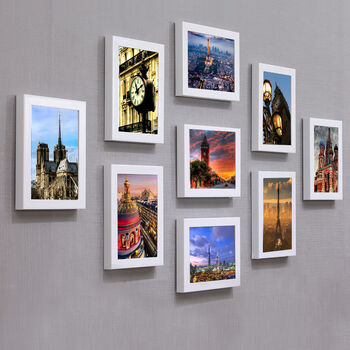 Vinoa nordic ins photo wall decoration photo frame creative combination wall hanging photo album stickers without punching bedroom wall mural white cs 5 inches 9 pieces + 904 painting core