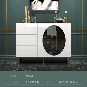 Lu liuqing dining table cabinet sideboard italian light luxury minimalist sideboard living room wall entrance storage cabinet modern home 1.2 luxury sideboard three-sided glass pearl
