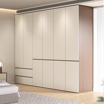 Laiyi aijia cream style modern simple one door to top wardrobe home bedroom assembly flat door new retro storage wardrobe 1.6 meters long four-door wardrobe 2.4 meters high