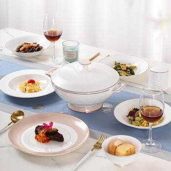 Eramic dream factory tableware set bowls and plates household bone china dishes and chopsticks high-end creative bowls and plates european style housewarming combination ceramic bowls yalin 50-piece bone china tableware set for 10 people