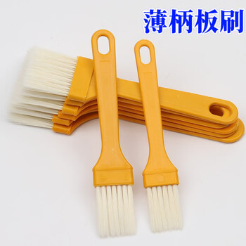 Thin handle plastic board brush dust sweeping brush small barbecue brush plastic handle wire brush dust removal paint brush keyboard brush flat wire no. 4 yellow handle white wire