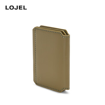 Lojel tri-fold wallet unisex card holder cow leather multi-card slot business premium coin compact id bag olive green-wallet
