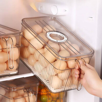 Home katei story japanese egg carton with lid refrigerator storage box fruit box sealed crisper food grade egg storage box small transparent 3l (one)