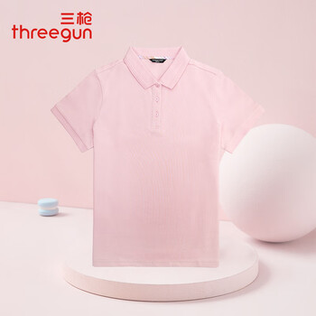 Three-gun lapel short-sleeved t-shirt women's new polo shirt silk soft cotton collared bottoming slim top blouse pink l