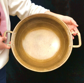 Ulknn copper pot household brass old-fashioned hand-made cooking pot hotel donkey-hide gelatin pot thickened double-eared medicine pot copper hot pot chongqing (diameter 33 cm) 2.2 catties open flame use