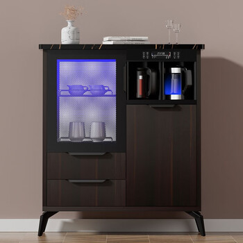 Melinda's new home and commercial multi-functional intelligent solid wood tea bar machine fully automatic water filling vertical water dispenser refrigerator refrigeration freezing living room tea water all-in-one milk bottle sterilization cabinet solid wood 616 smoked oak (disinfection cabinet)