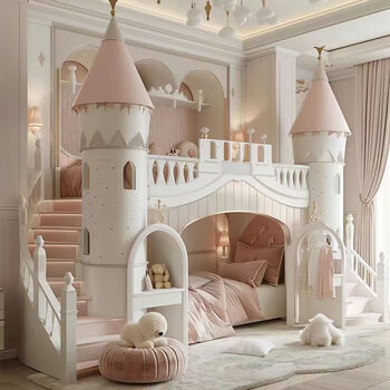 Jin geyu children's castle bed children's room whole house customized princess castle bed girls bunk bed bunk bed all solid wood high customized single shot not sent other more combination forms