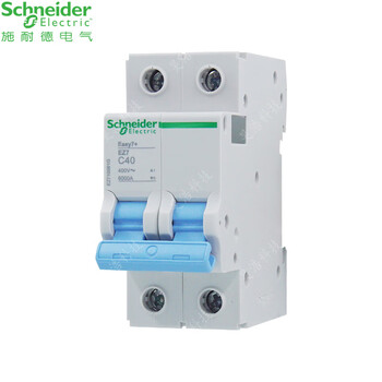 Schneider ez7 series small circuit breaker 2p type c 6ka 400v ac bipolar air switch ez710591g 2p c40a 6000a c curve