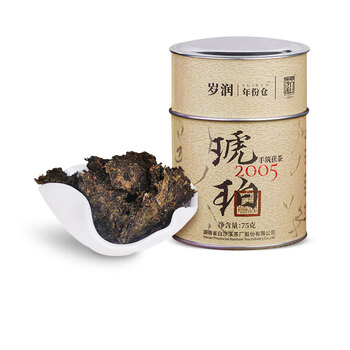 Little senior sister reviews tea baishaxi hand-built fu brick golden hua fu brick tea traditional dabai brick anhua black tea amber 75g 2005 hand-built fu brick tea