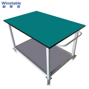 Wenstan wst235 anti-static workbench with wheels, trolley mobile repair table, assembly line operation table, packaging table, double layer 120*80*75 customized