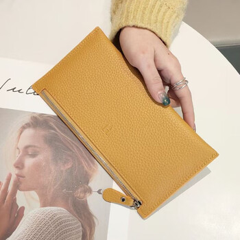 Vuniqson brand high-end wallet women's long ultra-thin korean style simple casual coin purse large capacity clutch bag for women lemon yellow