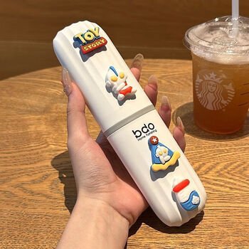 Mu xiao cute single stainless steel portable tableware set chopsticks two-piece set spoon chopstick box school storage box bdo small ultraman storage box 1-piece set + stainless steel chopsticks spoon