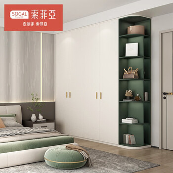 Sofia customized wardrobe integrated wardrobe bedroom furniture glass door entrance cabinet sideboard wine cabinet (carle series-double decoration) morandi color wardrobe