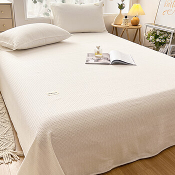 Maoxing class a waffle pure cotton sheet single piece 100 cotton tatami bed cover dormitory thick quilt single pillowcase three-piece set mc waffle white class a cotton waffle skin 2.0m bed four-piece set a version sheet 245x270+ quilt