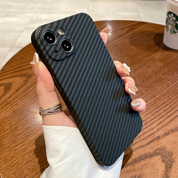 Suitable for apple 13promax mobile phone case kevlar iphone15 carbon fiber texture new 14 lens all-inclusive anti-fall new model for men and women graphite color carbon fiber texture shell-iphone 13