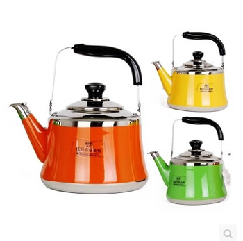 Fuluqi hot pot restaurant soup kettle 304 stainless steel kettle gas whistle thick bottom induction cooker color kettle 5l orange orange as shown in the picture
