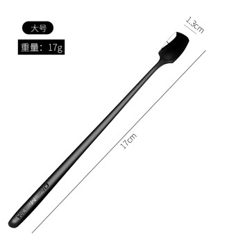 Yuke 304 stainless steel mixing spoon korean creative coffee spoon long handle seasoning small spoon square head dessert honey spoon black and gold large square spoon