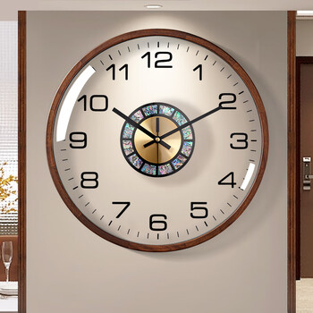 Qutong light luxury wall clock 2026 new high-end wall clock living room home clock modern simple internet celebrity atmospheric wall clock solid wood transparent black large numbers large size