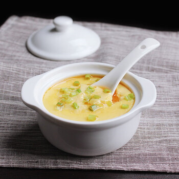 Huicheng huitong stew bowl with lid, ceramic double-ear soup bowl, steam bowl, soup cup, household bird's nest steamed egg bowl, water-proof stew small stew pot, small stew pot (without spoon)