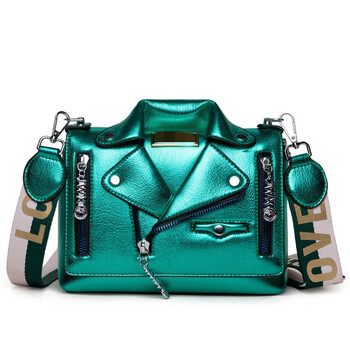 Mdug2022 new women's bag european and american chain rivet jacket fashion small square bag clothes crossbody bag green