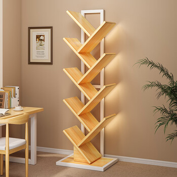 Shanshan wood art bookshelf floor-standing storage rack storage shelf creative steel wood multi-layer home student tree-shaped small bookcase