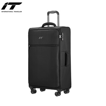 International traveller british it trolley suitcase boarding suitcase universal wheel ultra-light suitcase business study abroad oxford cloth soft box with tsa code lock black 28 inches soft cloth box (check-in box)
