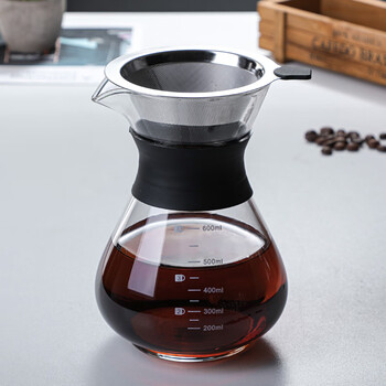 Gok glass hand brewed coffee pot sharing pot set home hand brewed drip coffee pot coffee set 600ml coffee pot + stainless steel filter
