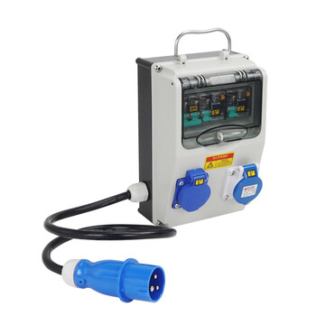 Industrial socket box construction site three-level portable inspection box construction plastic waterproof and dustproof portable mobile power box 7-position suitcase + 1 32a5 core ip67