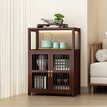 Zhu zhonghuang's new chinese-style living room ornaments bogu rack non-solid wood tea display cabinet tea shelf storage rack tea room tea cabinet storage 07 style 55 long regular short style