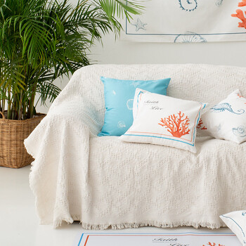 Xiaomi sofa cover cloth sofa cover sofa towel full cover universal sofa cushion ins single sofa cover blanket white t-shaped model 180*260cm large double full cover or imperial concubine couch