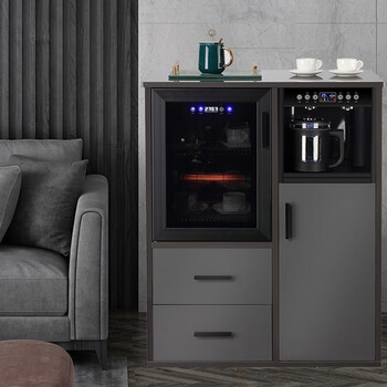 Meringda home commercial high-end light luxury style remote control intelligent solid wood tea bar machine fully automatic water dispenser living room tea cabinet sideboard bottle sterilizer cabinet ice and hot dual-purpose refrigerator solid wood 711 bright high-grade gray (disinfection cabinet) hot and cold type warm